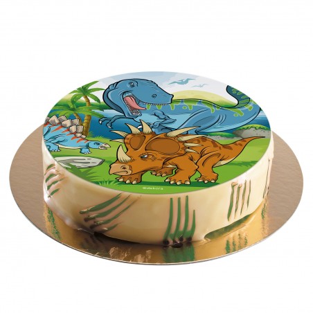 Disco di cialda per torta di dinosauri 20 cm