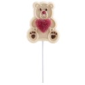 Piruleta cioccolato bianco orsetto con cuore jelly 45 gr