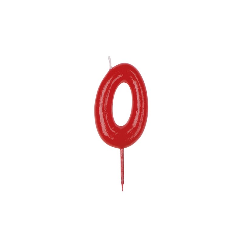 Candela di compleanno numero 0 di colore rosso