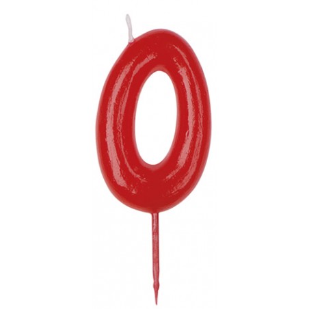 Candela di compleanno numero 0 di colore rosso