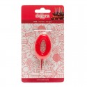 Candela di compleanno numero 0 di colore rosso