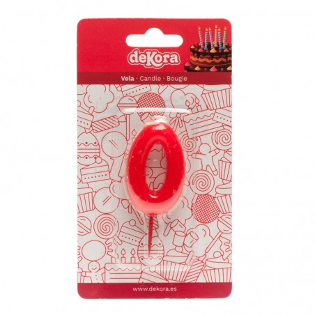 Candela di compleanno numero 0 di colore rosso