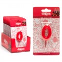 Candela di compleanno numero 0 di colore rosso