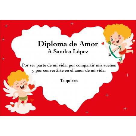 Diploma per San Valentino Cupido personalizzato