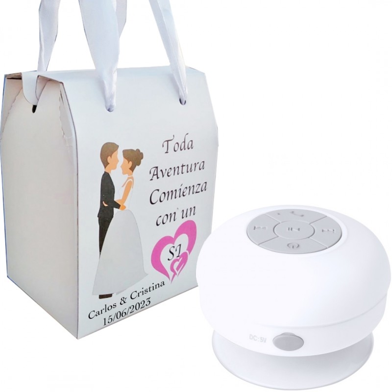 Altoparlante bluetooth impermeabile in scatola per matrimonio personalizzato
