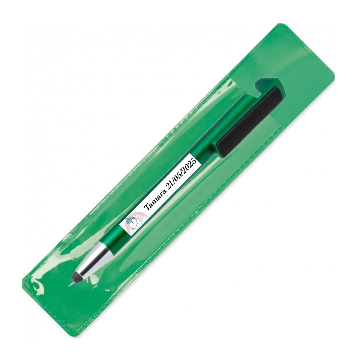 Penna portacellulare personalizzata in custodia verde
