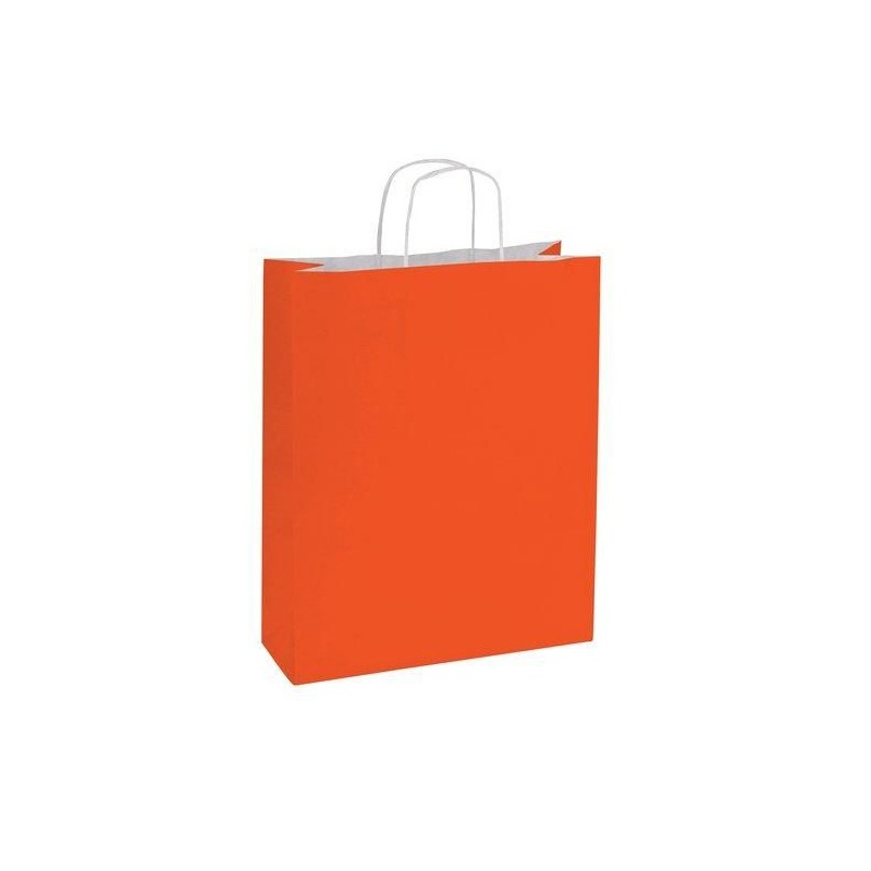 Borsa kraft arancione corallo con manico riccio