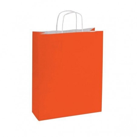 Borsa kraft arancione corallo con manico riccio
