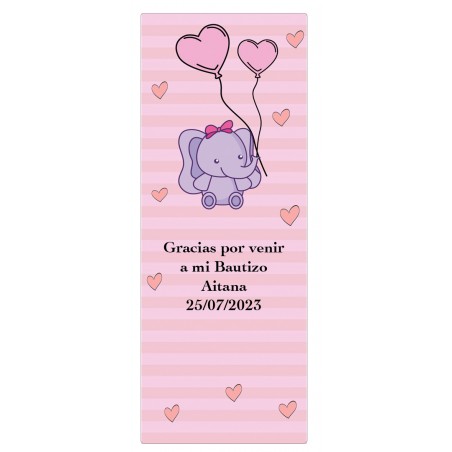 Adesivo personalizzato con frase, data e nome per il battesimo di una bambina