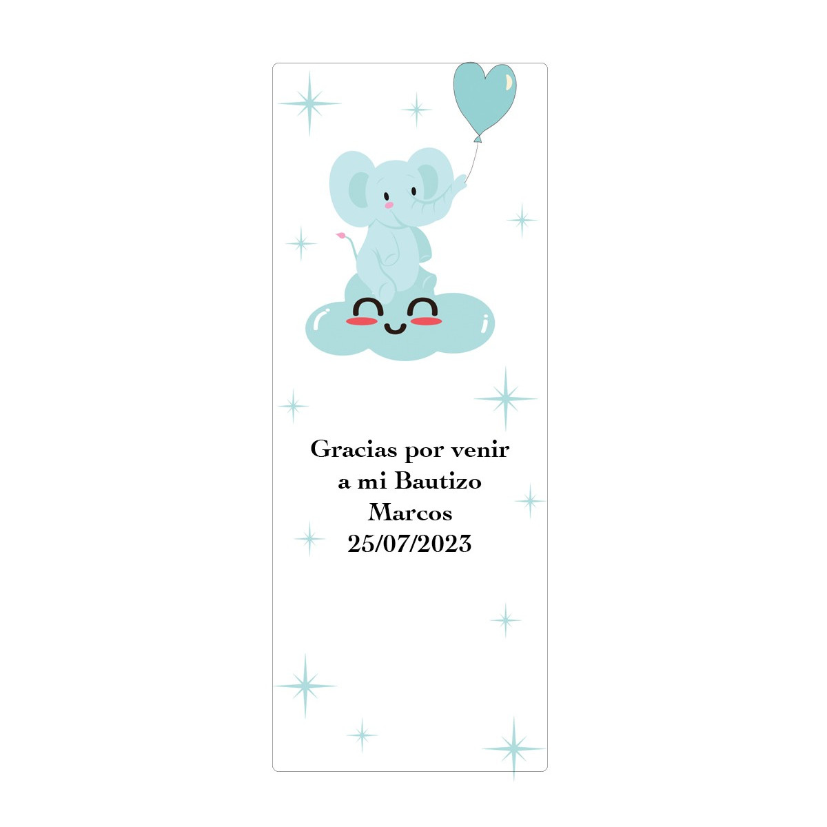 Adesivo personalizzato con frase, data e nome per il battesimo o il baby shower di un bambino