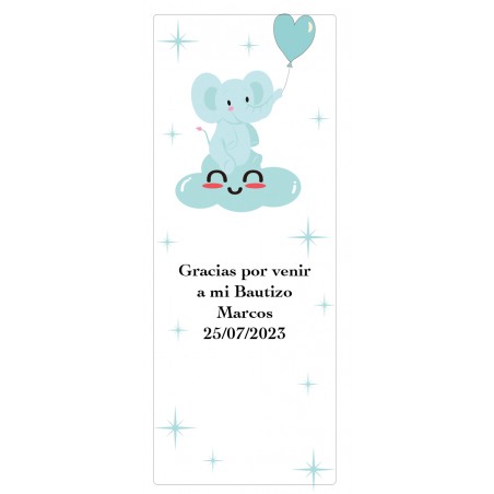 Adesivo personalizzato con frase data e nome per il battesimo o il baby shower di un bambino