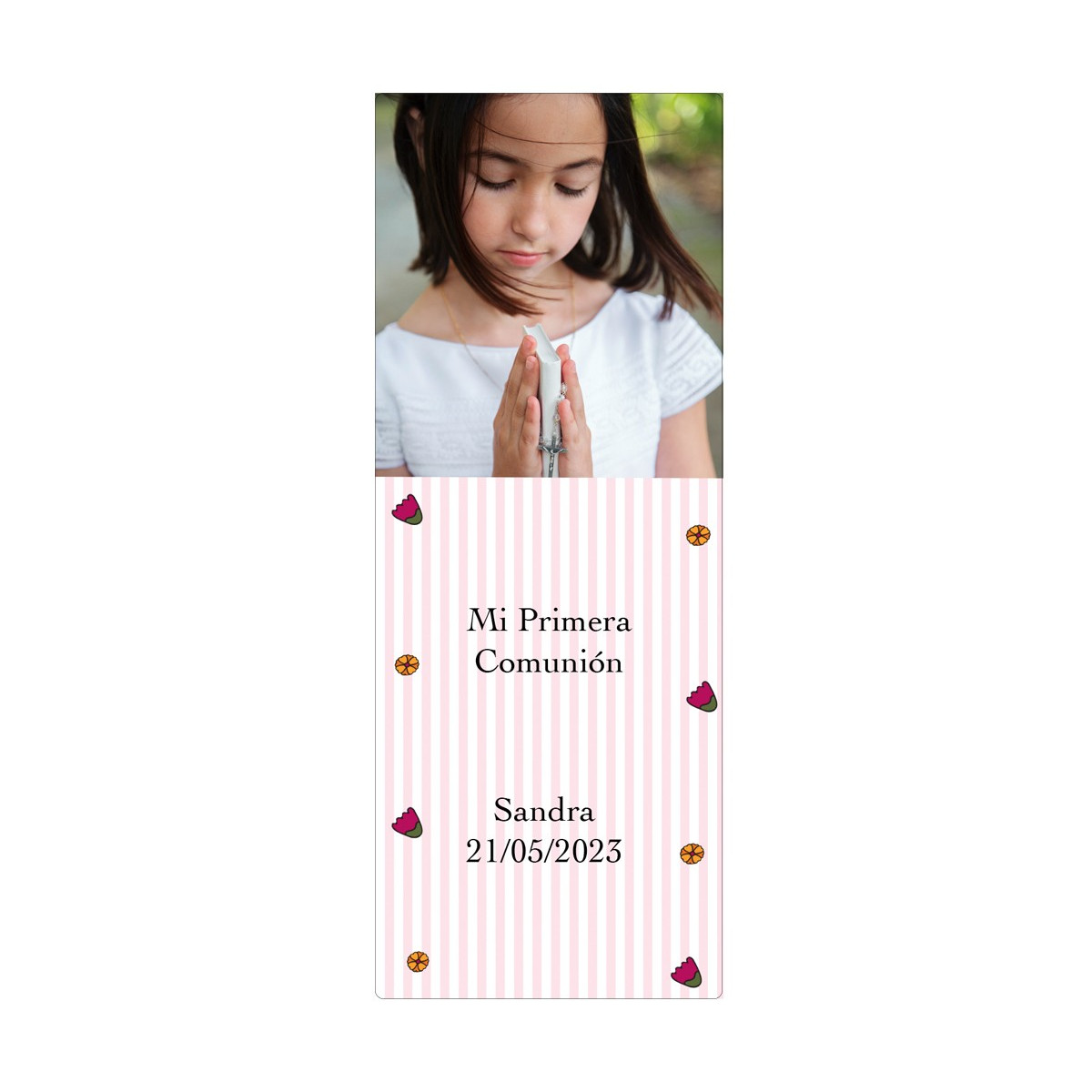 Adesivo personalizzato per la comunione della bambina con foto