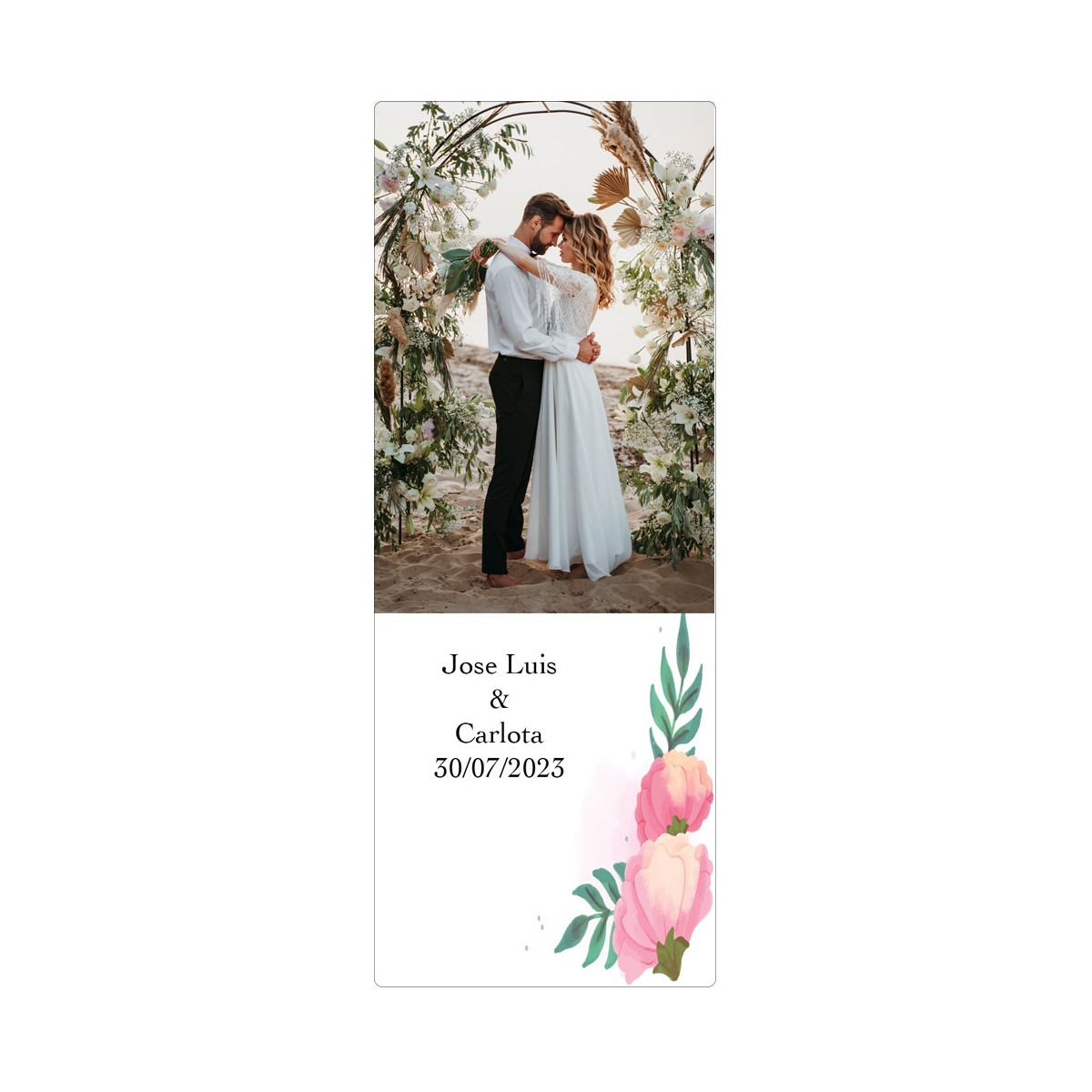 Adesivo per matrimonio personalizzato con foto e testo