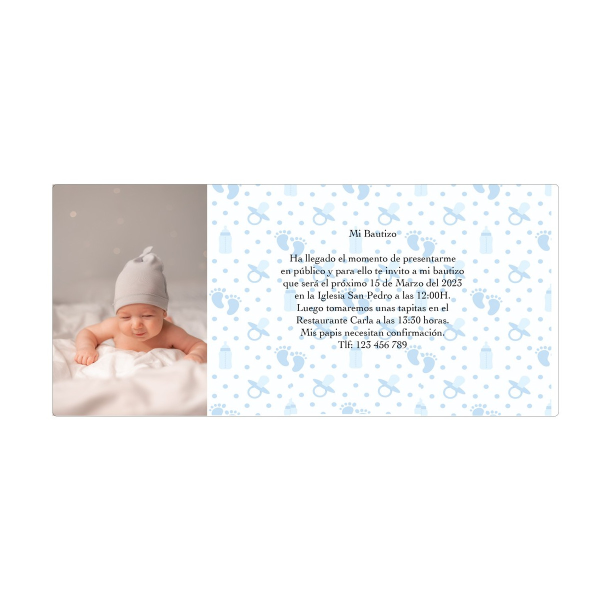 Inviti personalizzati per il battesimo con la foto del bambino