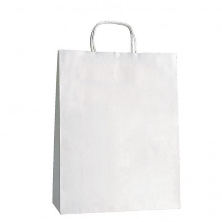 Borsa kraft bianca con manico arricciato