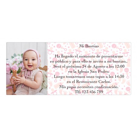 Inviti per battesimo con foto di bambina personalizzati