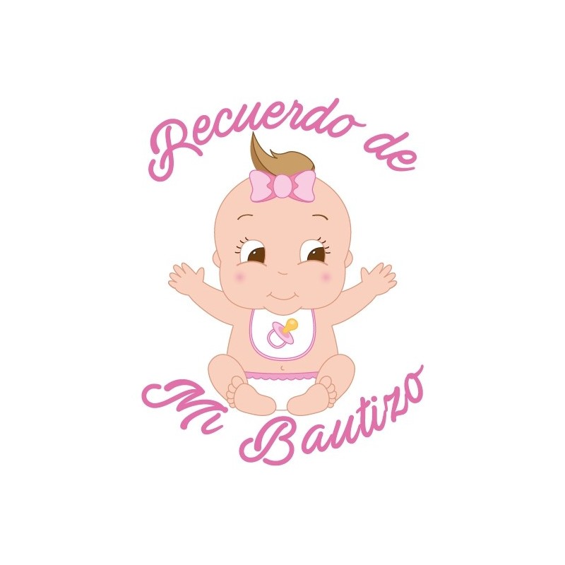 Adesivo battesimo bambina fondo bianco 5 x 5 cm
