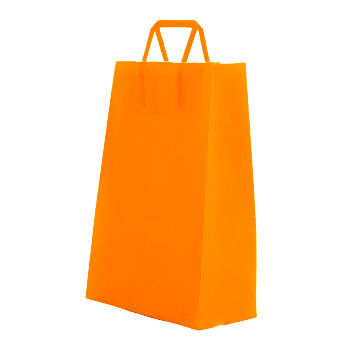 Sacchetto di carta di cellulosa arancio con manico piatto