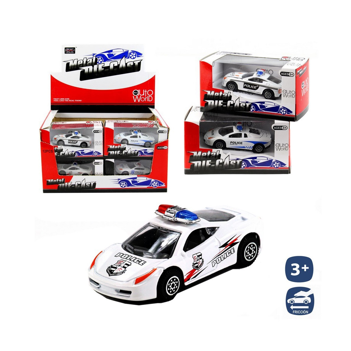 Auto della polizia metallo autoworld 3 m 9 cm