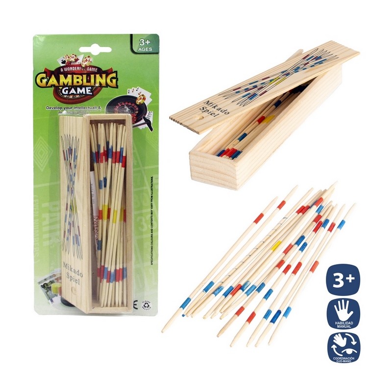 Mikado legno 31 pz scatola con coperchio 18 cm