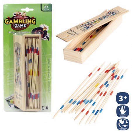 Mikado legno 31 pz scatola con coperchio 18 cm