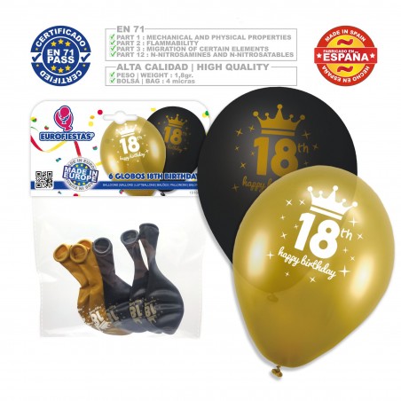 Palloncini 18h.compleanno met.oro nero