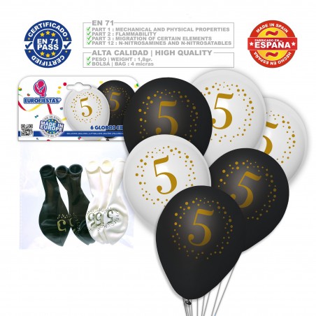 Palloncini stampati 5 bianchi neri
