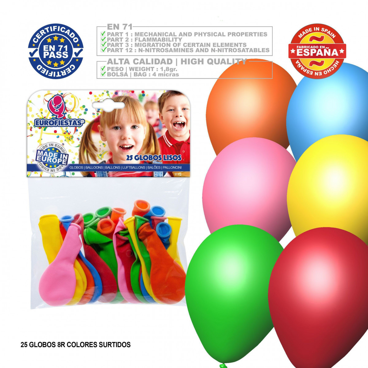Palloni di colori assortiti 8d 25 unità