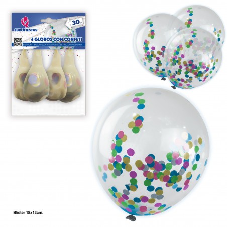 Palloni 4 con coriandoli di carta colorati
