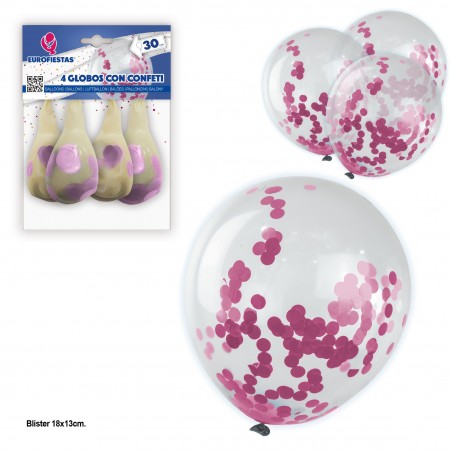 Palloni 4 con coriandoli rosa