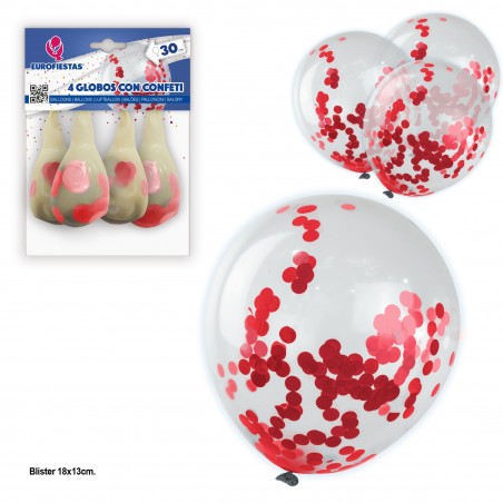 Palloncini 4 con coriandoli di carta rossa