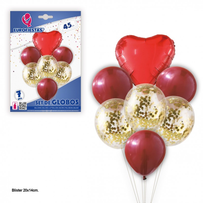 Set palloncini a cuore e coriandoli oro