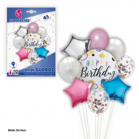 Set palloncini happy birthday stelle