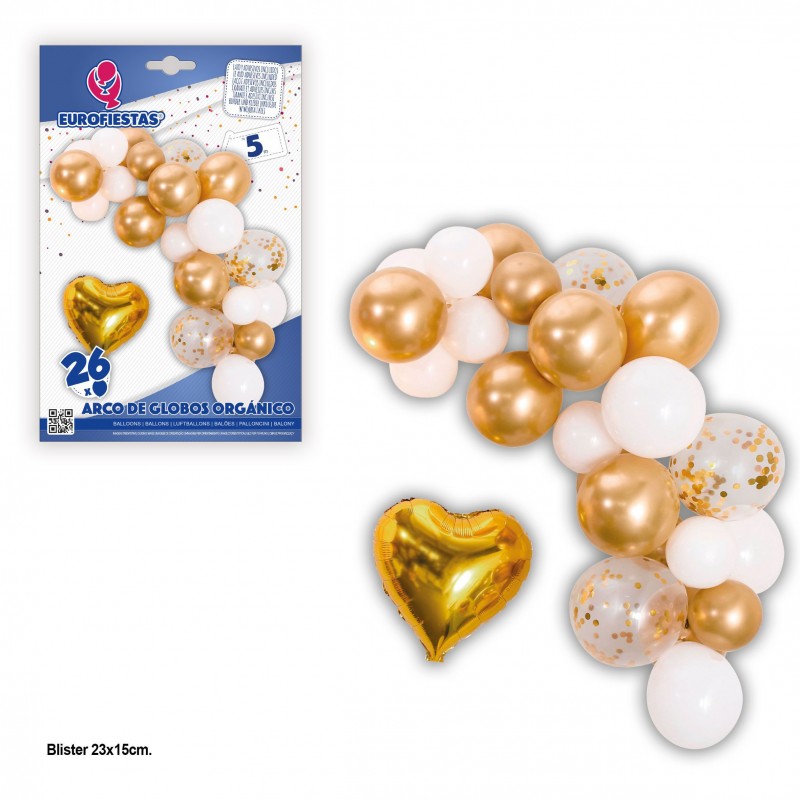 Arco palloni organico bianco oro cuore