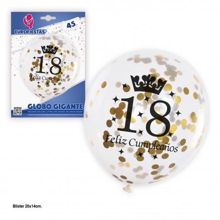 Coriandoli oro palloncino trasparente 18° compleanno