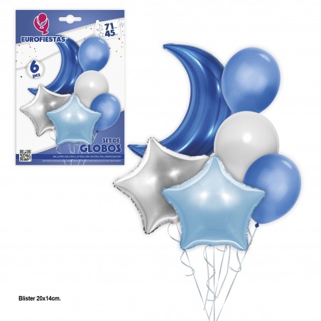 Set palloncini in poliamide e lattice luna blu
