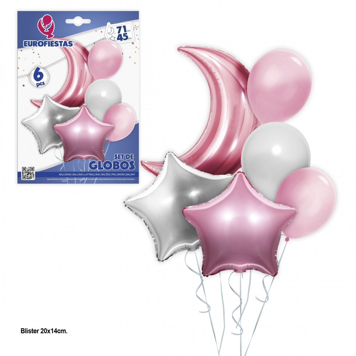 Set palloncini in poliamide e lattice luna rosa