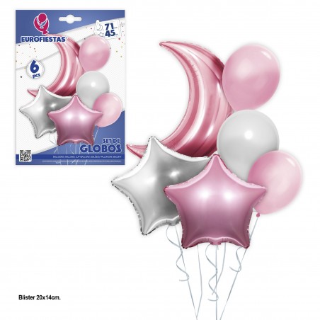 Set palloncini in poliamide e lattice luna rosa