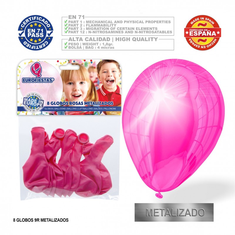 Palloncini perla rosa 9r 8 unità