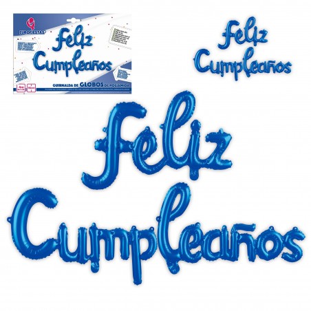 Set palloncini in polyamide felice compleanno minuscolo blu