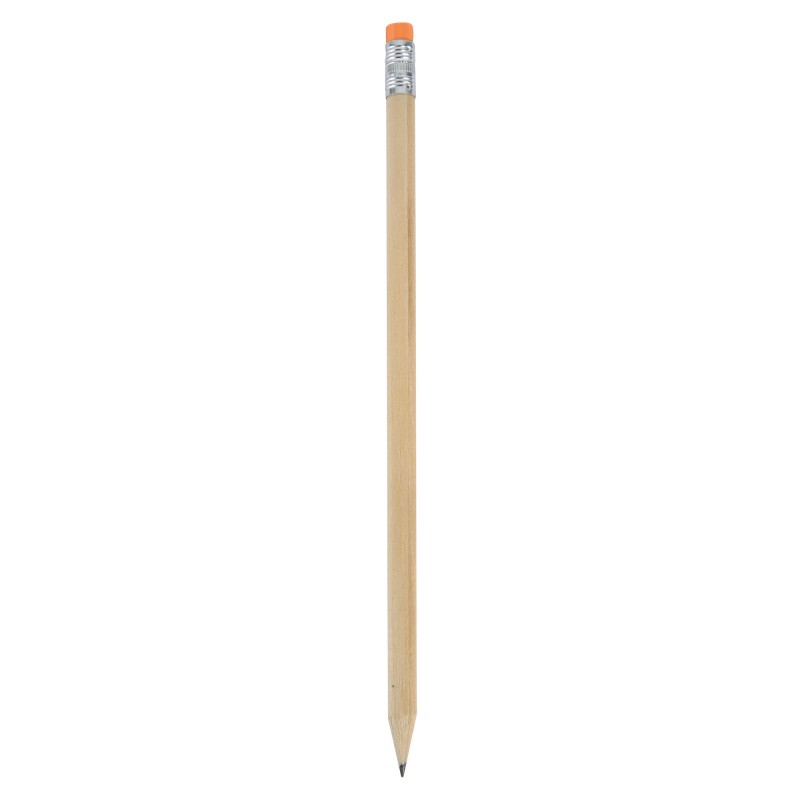 Matita in legno con gomma arancione