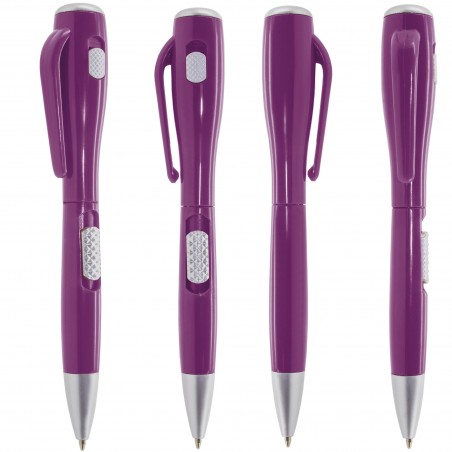 Penna a sfera viola originale con torcia