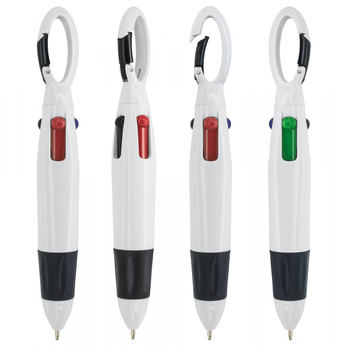Penna a quattro colori con moschettone
