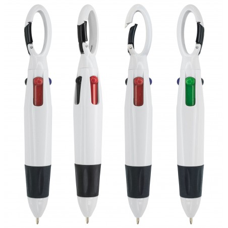 Penna a quattro colori con moschettone