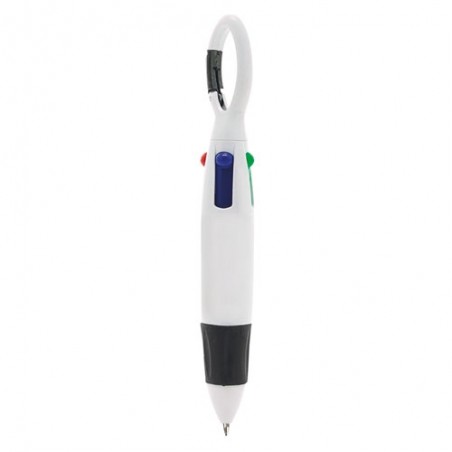 Penna a quattro colori con moschettone