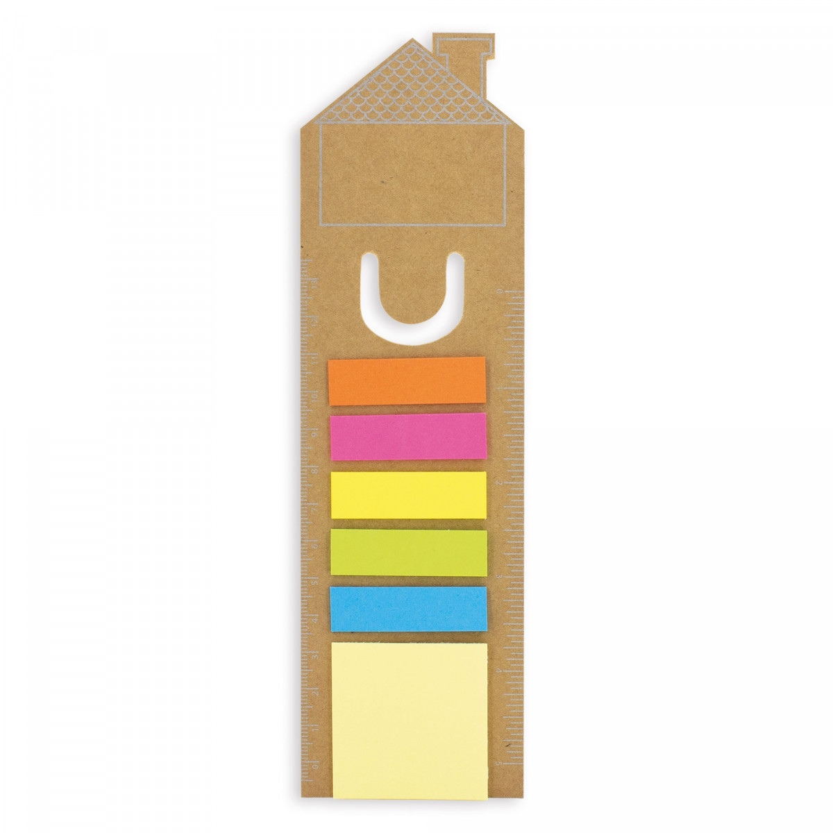 Marker di note adesive colorate e due righelli