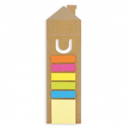 Marker di note adesive colorate e due righelli