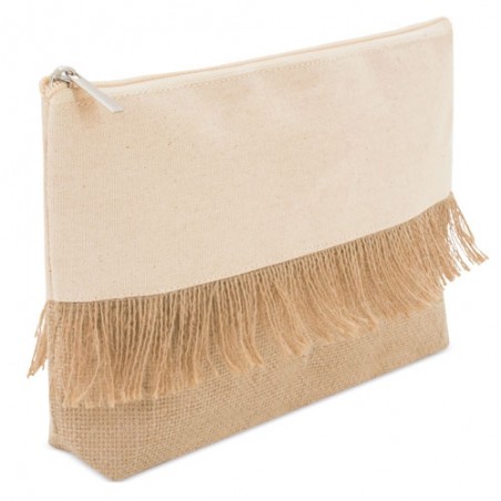 Necessaire in Juta e Tela con Frange: Un Regalo Elegante e Funzionale