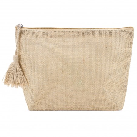 Necessaire in juta laminata con frangia Eleganza naturale per ogni occasione