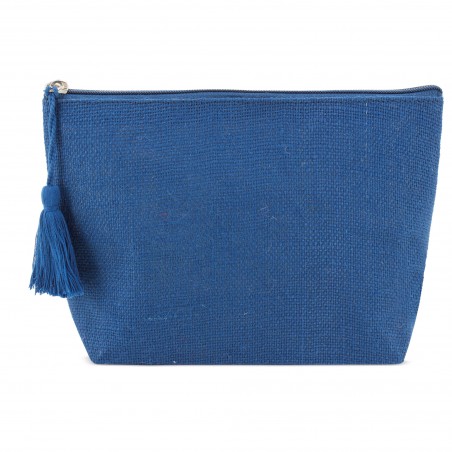 Necessaire in juta laminata con frangia